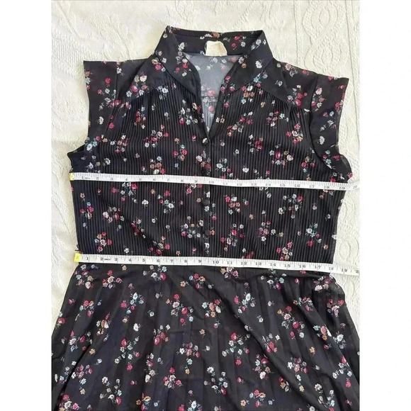 Vintage Queens Row Sheer Dress Fit Flare Punk Secretary Pleated Black Size M/L - Picture 3 of 11